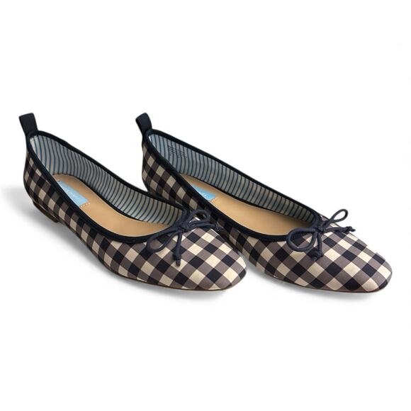 NEW Draper James Taylor Blue White Gingham Check Ballet Flats Size 9 - Picture 4 of 7